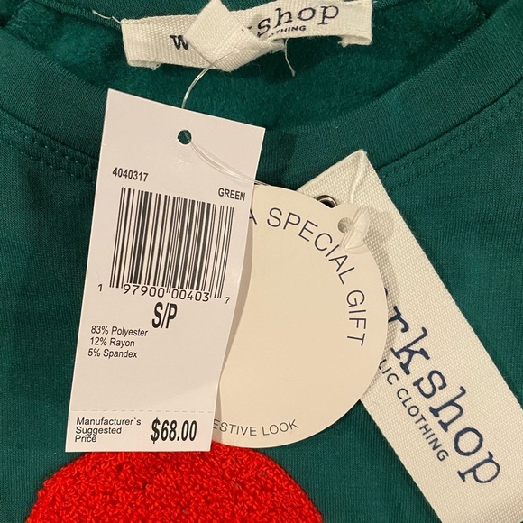 Workshop Republic Sequin Owl Christmas Holiday Sweatshirt NWT Size S - Picture 4 of 6